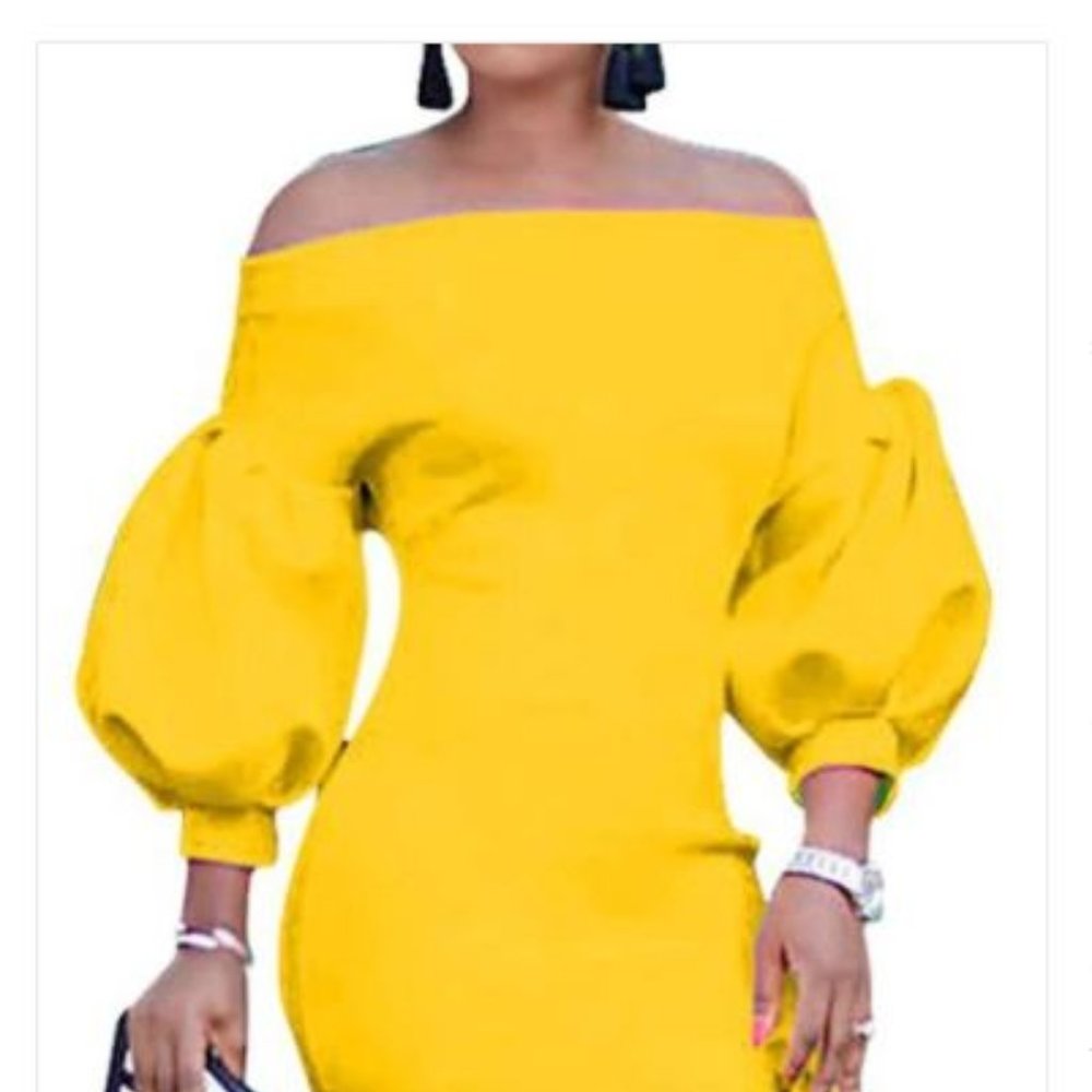 Yellow Off the Shoulder Dress